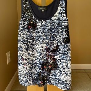 Karen Kane Navy Blue Sequin Top